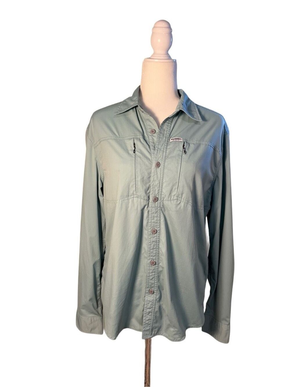 Rural Cloth light teal button down long sleeve shirt - M